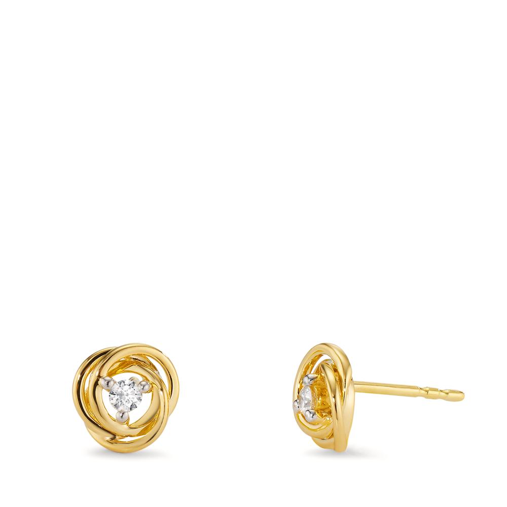 Clous d'oreilles Or jaune 18K Diamant 0.10 ct, 2 Pierres, w-si