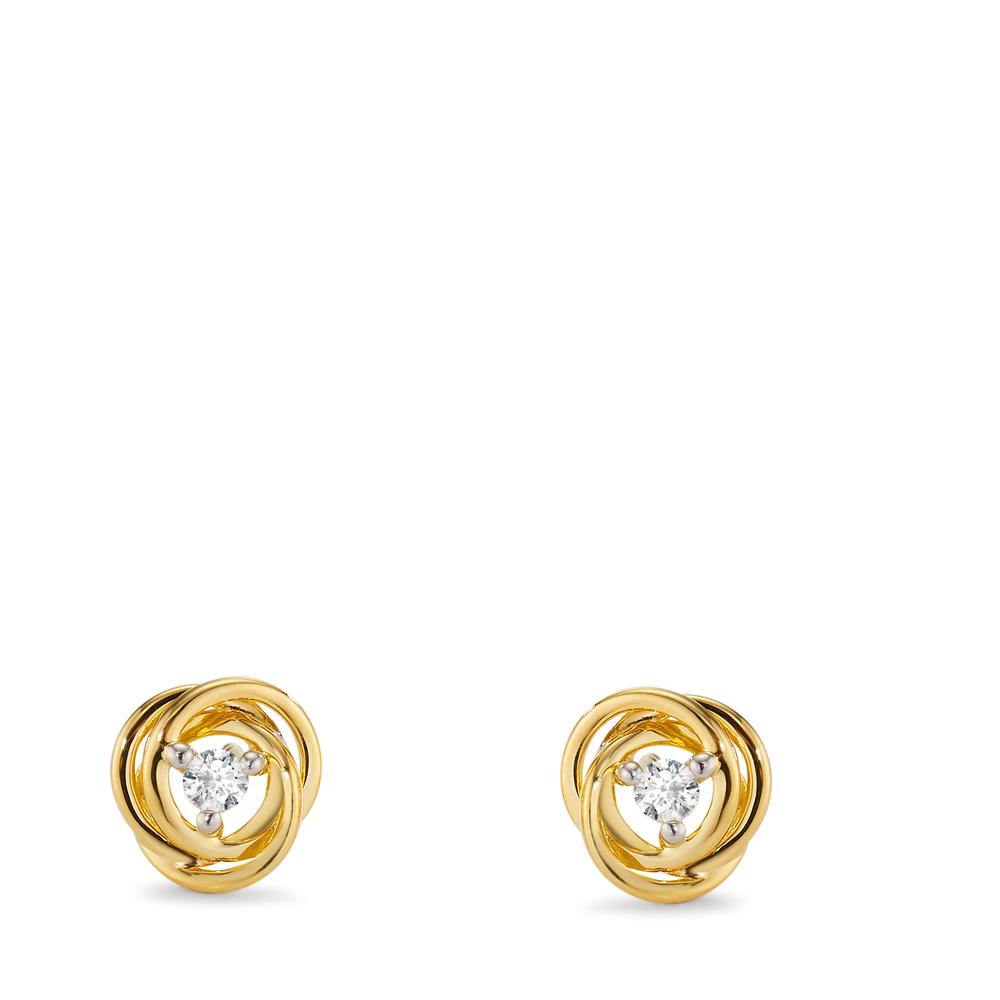 Clous d'oreilles Or jaune 18K Diamant 0.10 ct, 2 Pierres, w-si