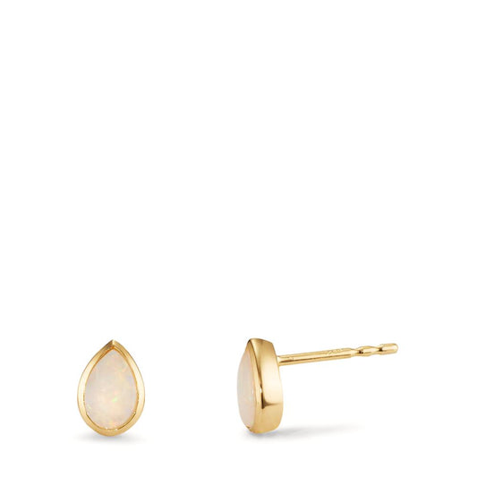 Clous d'oreilles Or jaune 18K Opale 2 Pierres