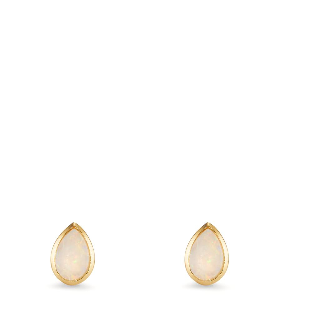 Clous d'oreilles Or jaune 18K Opale 2 Pierres