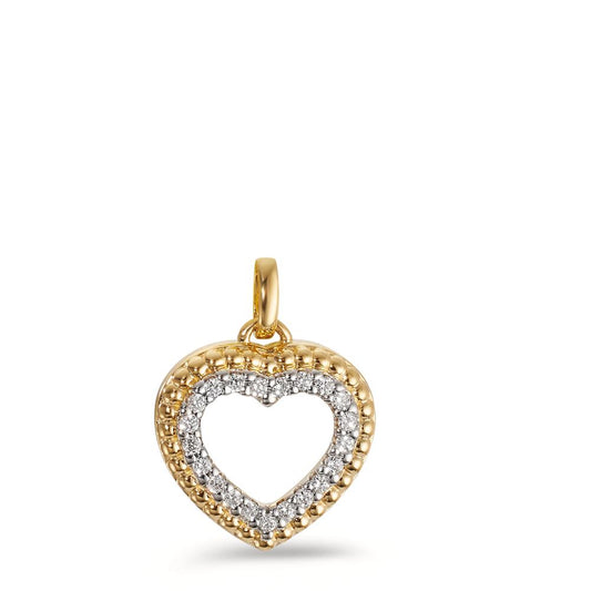 Pendentif Or jaune 18K Diamant 0.09 ct, w-si Coeur Ø11 mm