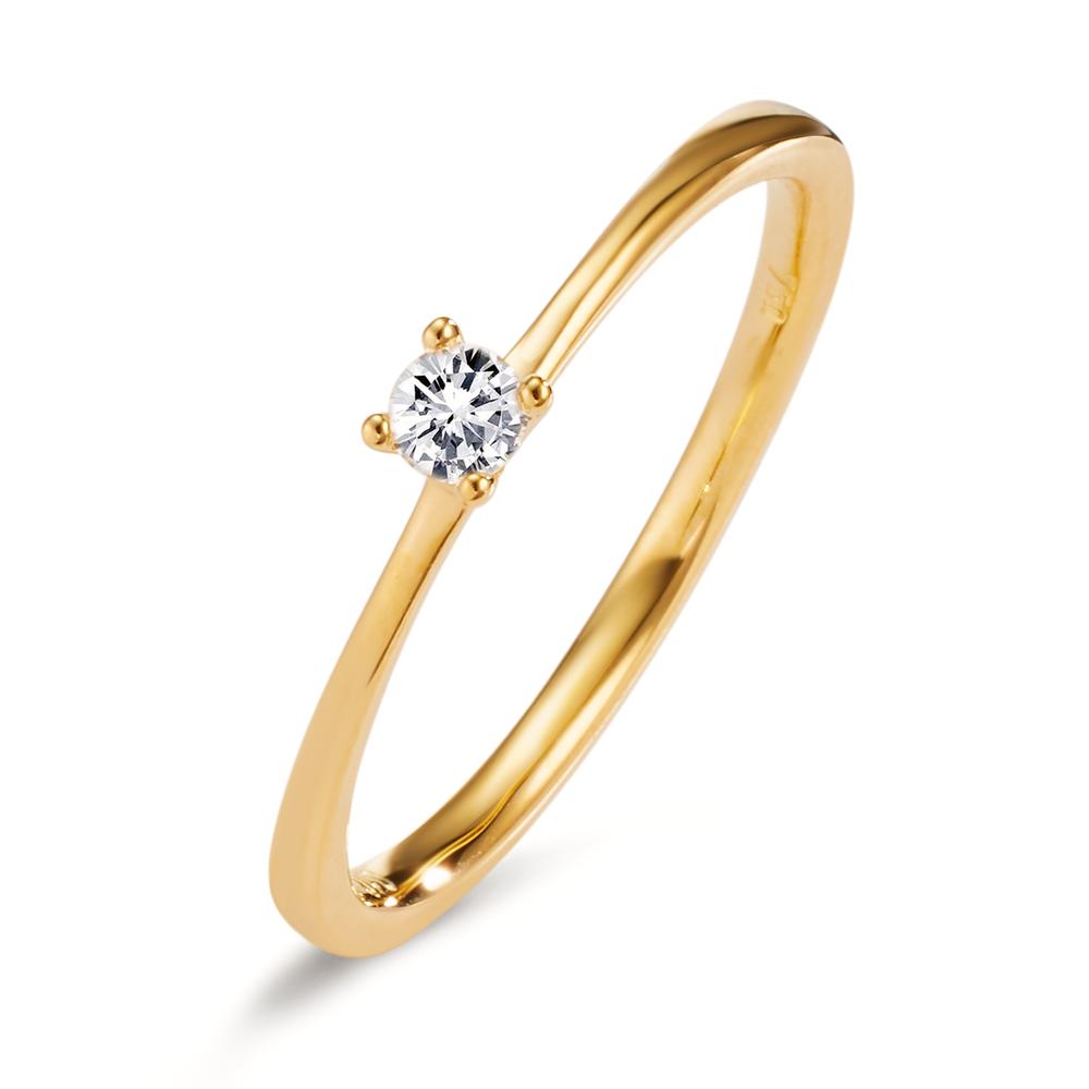 Bague solitaire Or jaune 18K Diamant 0.10 ct, w-si