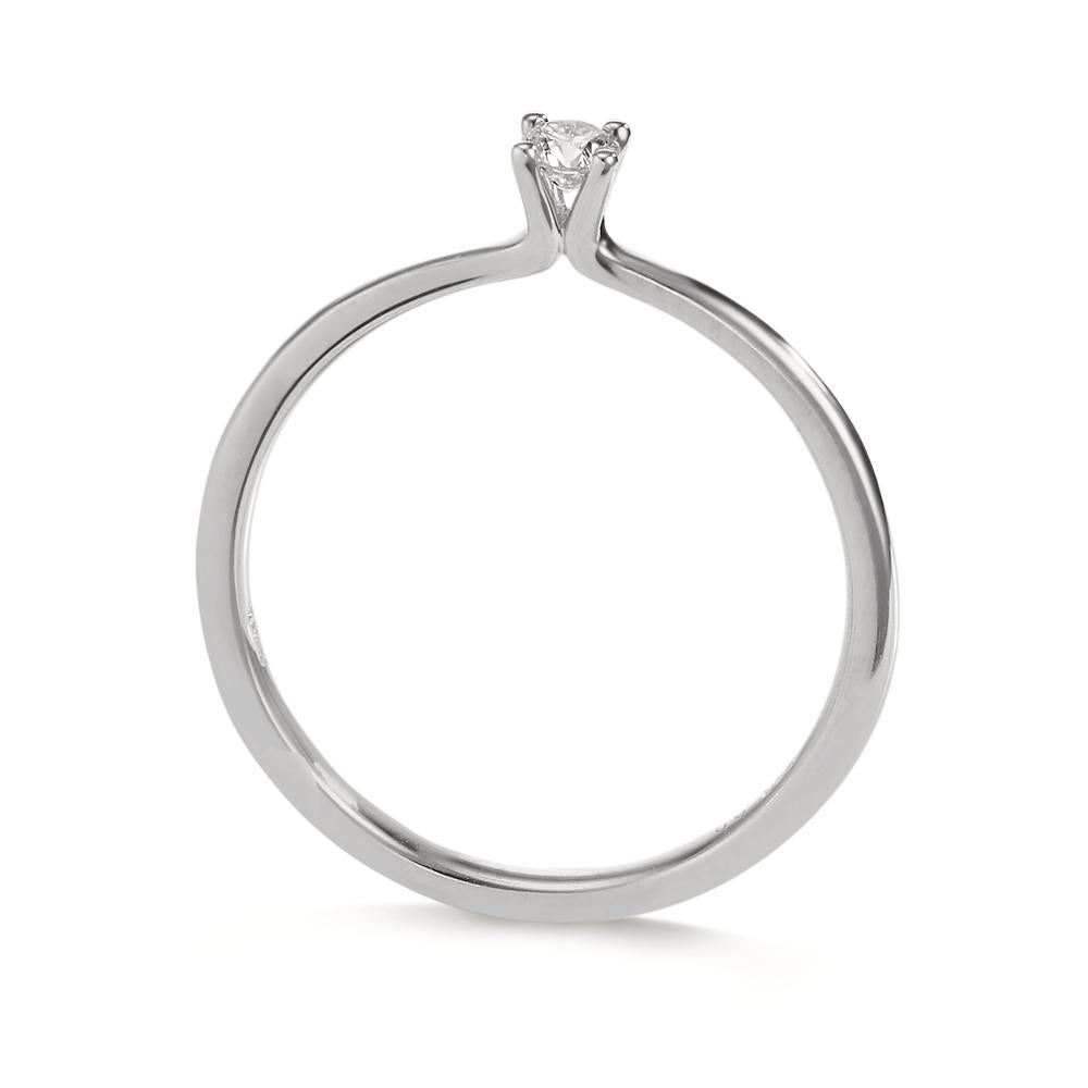 Bague solitaire Or blanc 18K Diamant 0.10 ct, w-si