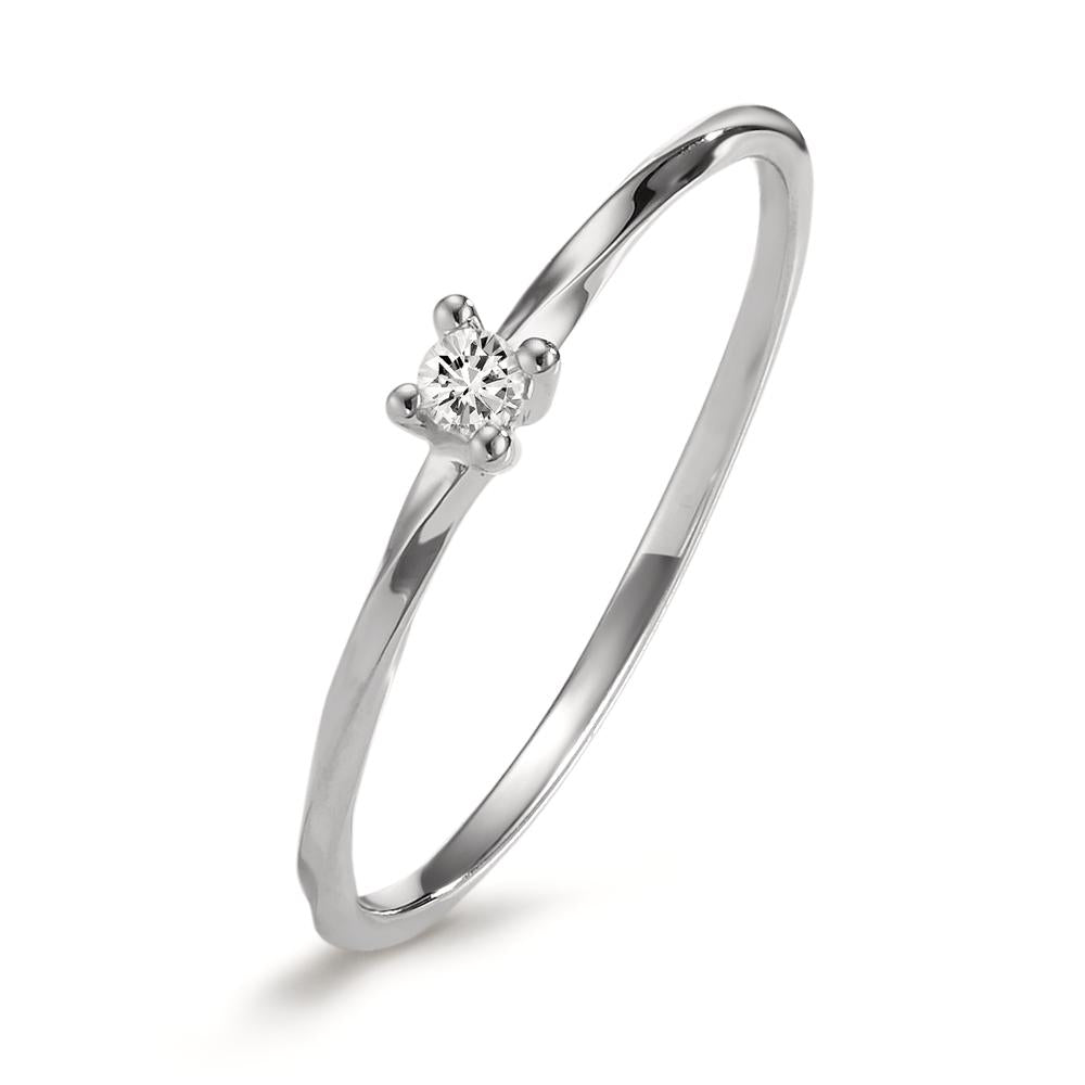 Bague solitaire Or blanc 18K Diamant 0.04 ct, w-si