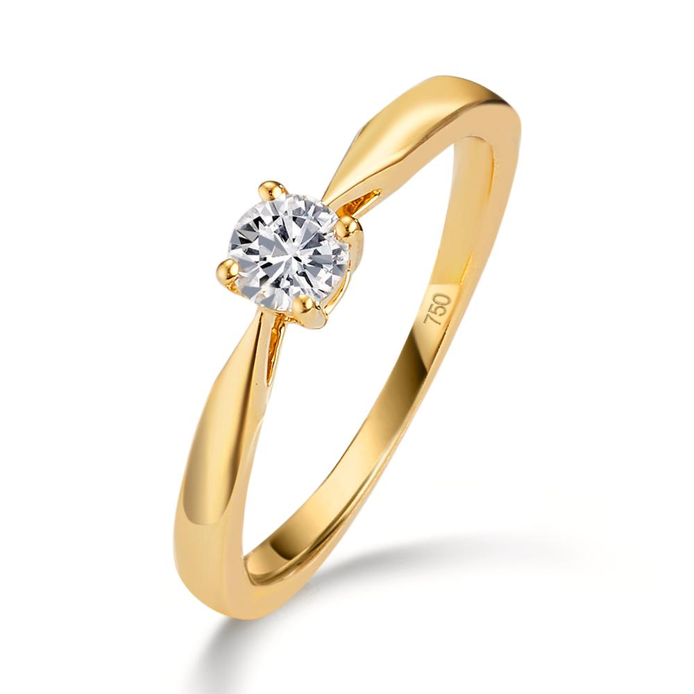 Bague solitaire Or jaune 18K Diamant 0.25 ct, w-si