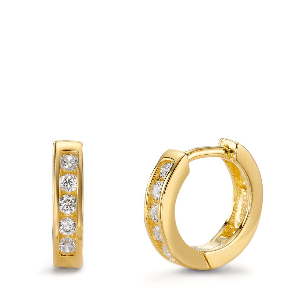 Orecchini circolari Argento Zirconia bianco giallo dorato