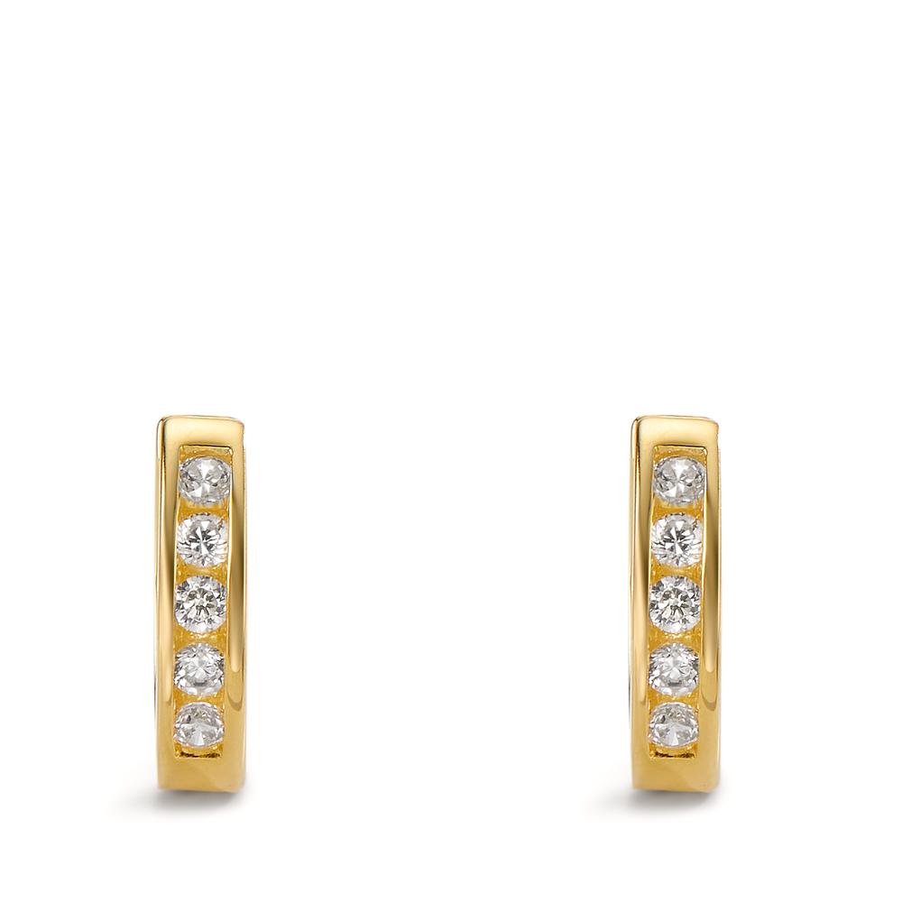 Orecchini circolari Argento Zirconia bianco giallo dorato