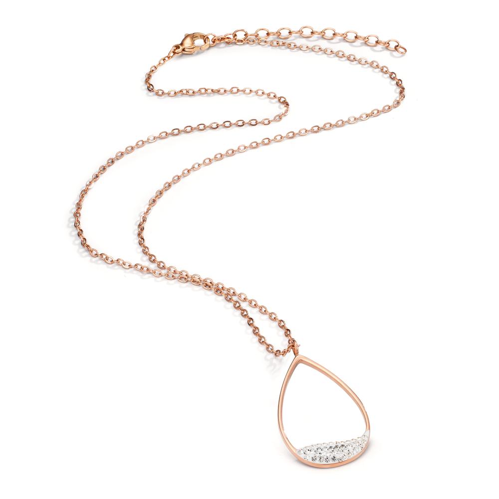 Collier Acier inoxydable Cristal rosé PVD 42-46 cm