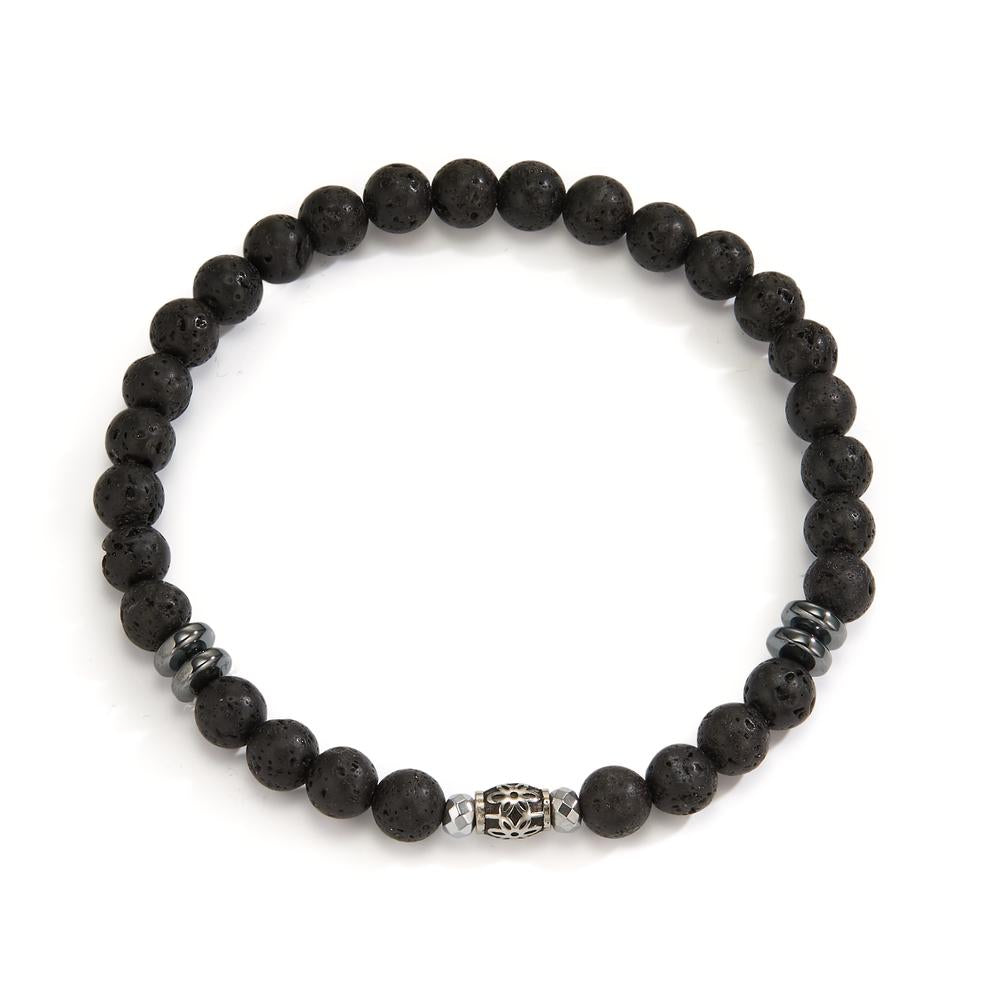 Bracciale Acciaio inossidabile Lava, Ematite nero rivestimento IP 20 cm Ø6.5 mm