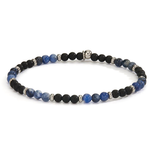 Bracelet Acier inoxydable Sodalite, Onyx 19 cm Ø4.5 mm