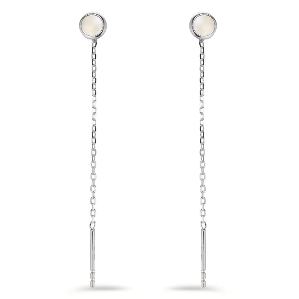 Boucles d'oreilles pendantes Argent Rhodié nacre Ø5 mm