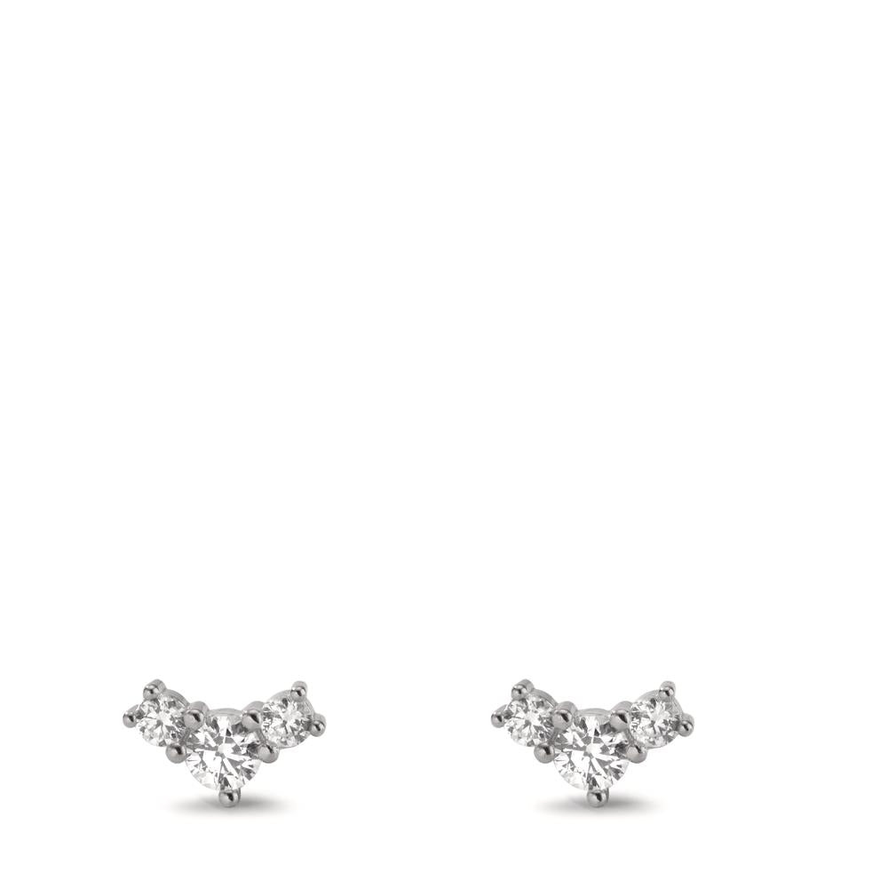 Clous d'oreilles Argent Zircone 6 Pierres Rhodié