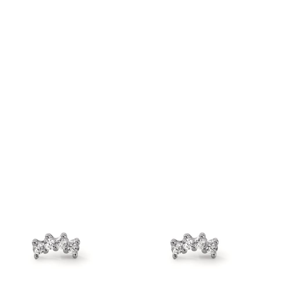 Clous d'oreilles Argent Zircone 8 Pierres Rhodié