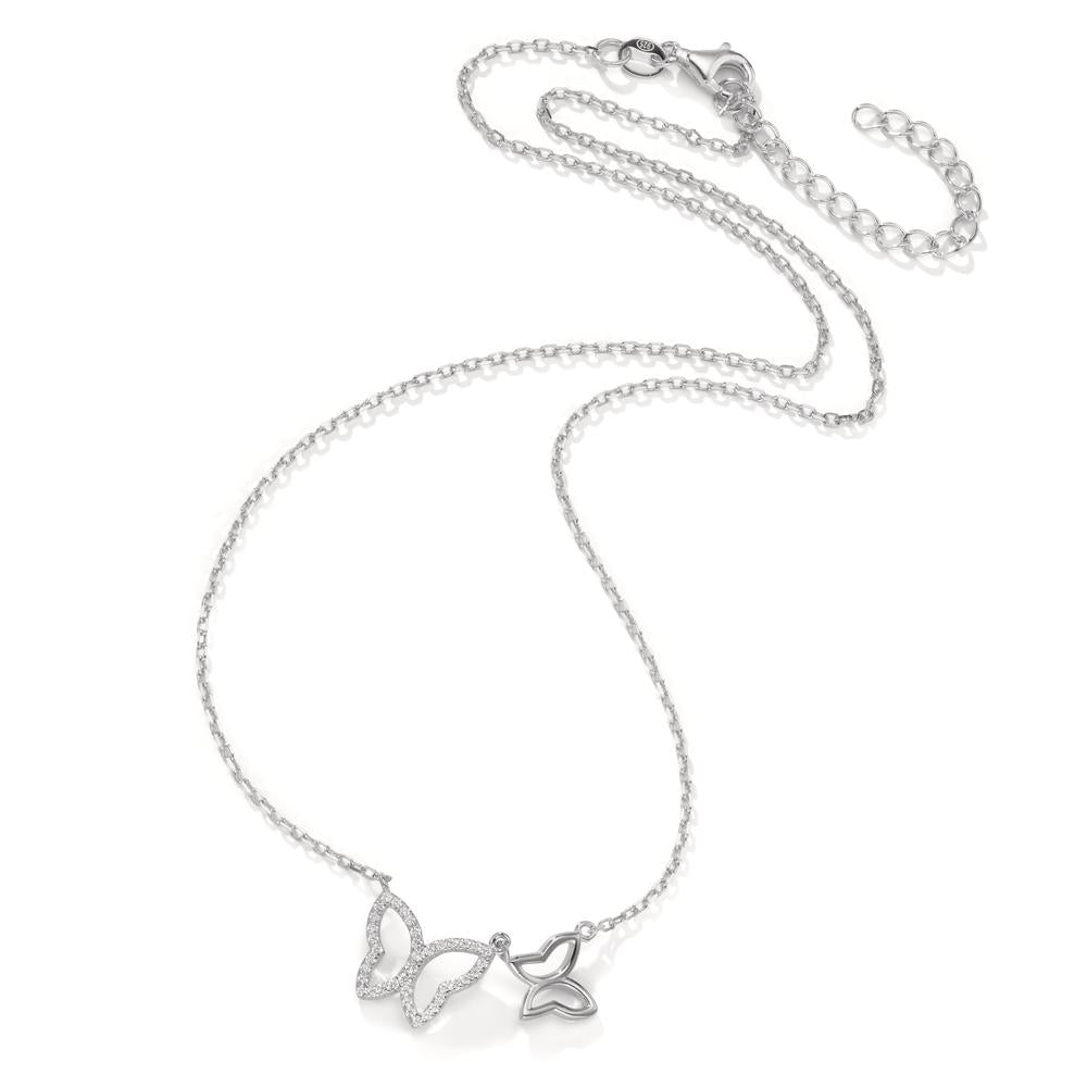 Collier Argent Zircone Rhodié Papillon 40-45 cm