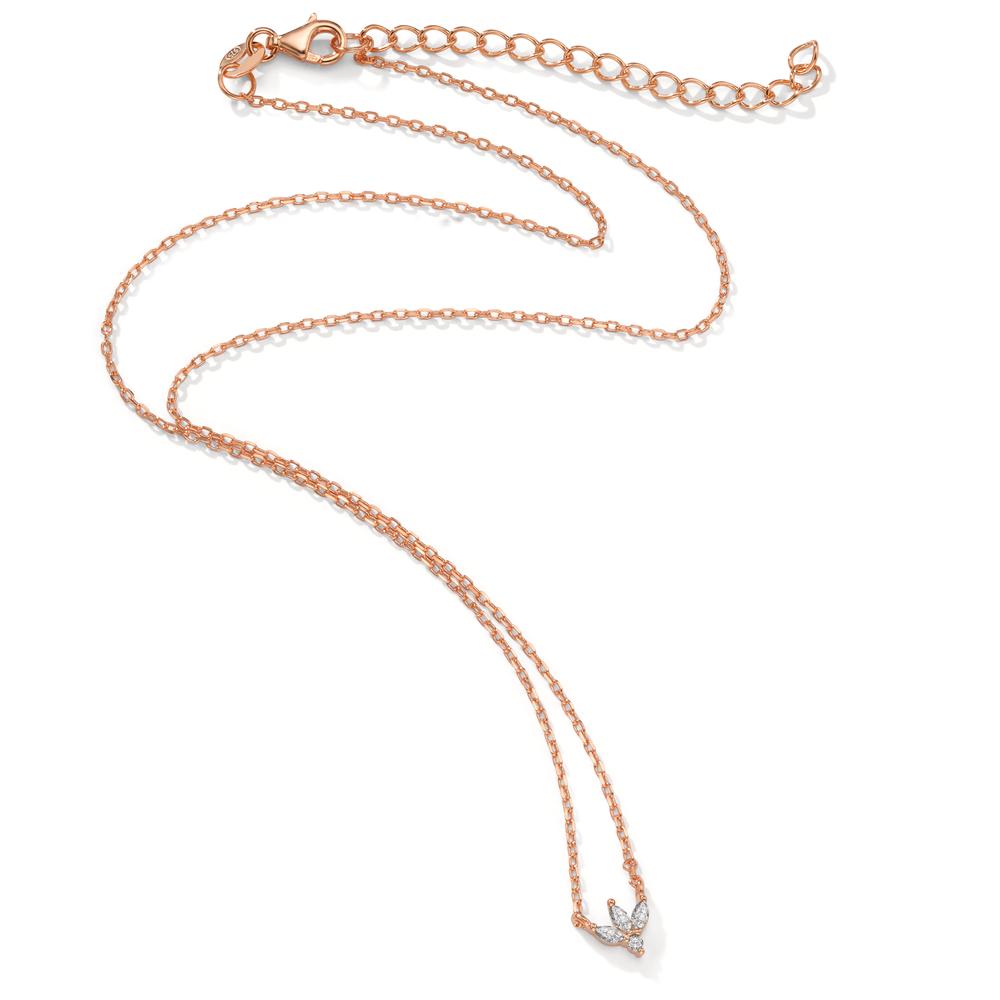 Collier Argent Zircone 4 Pierres rosé Plaqué or 38-42 cm