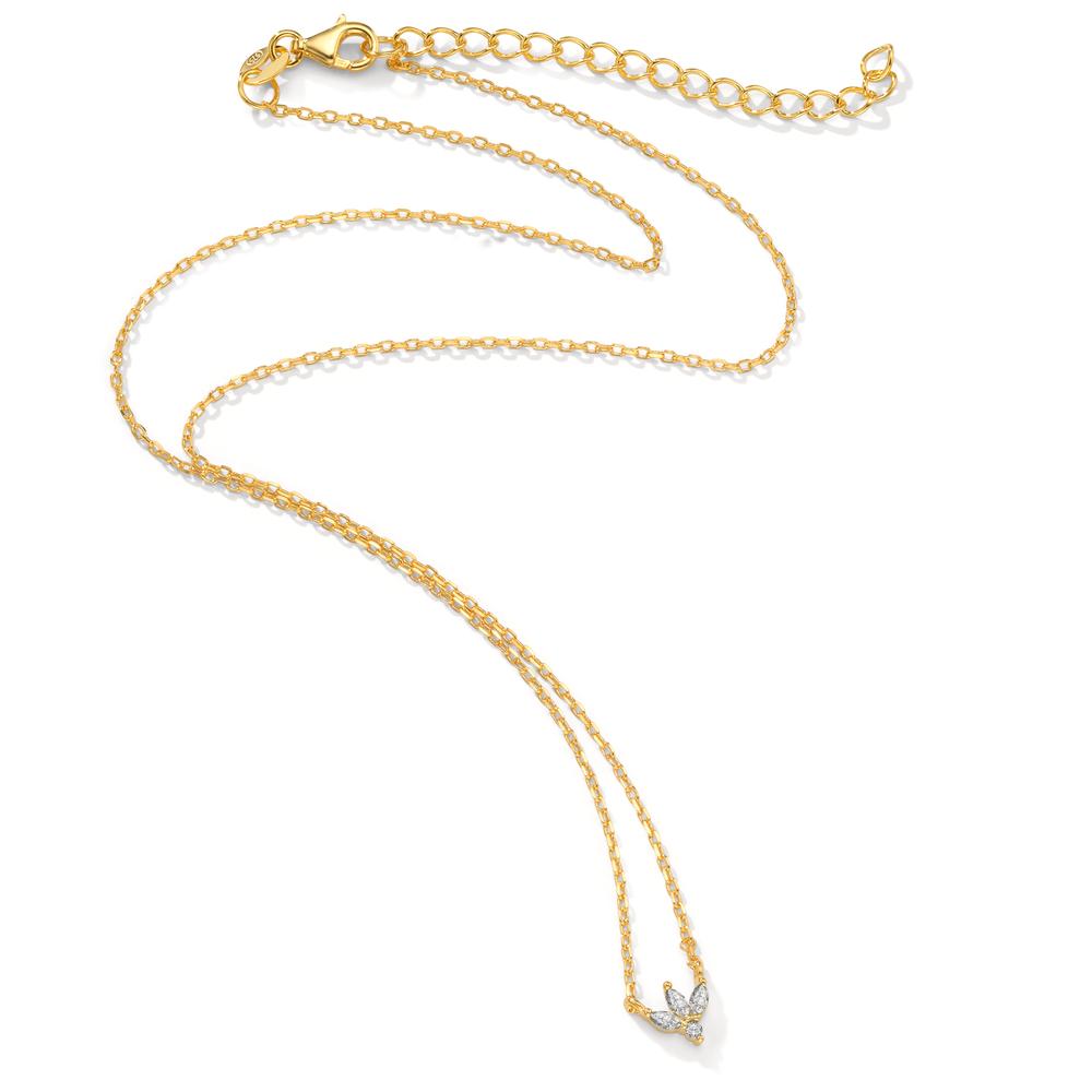 Collana Argento Zirconia 4 pietra giallo dorato 38-42 cm