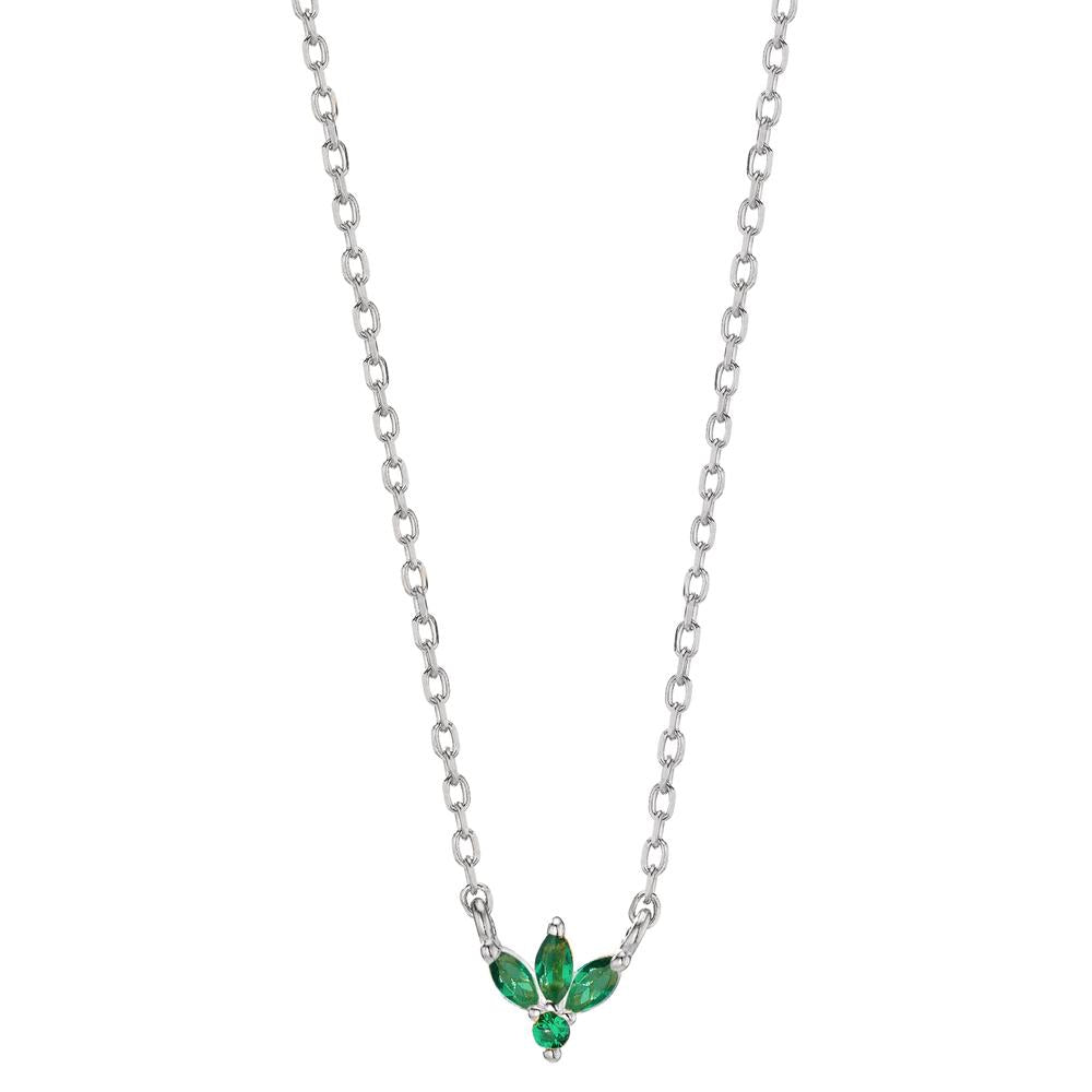 Collana Argento Zirconia verde, 4 pietra rodiato 38-42 cm