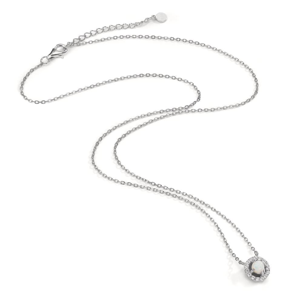 Collana Argento Zirconia, [synth. Opal] rodiato 42-45 cm