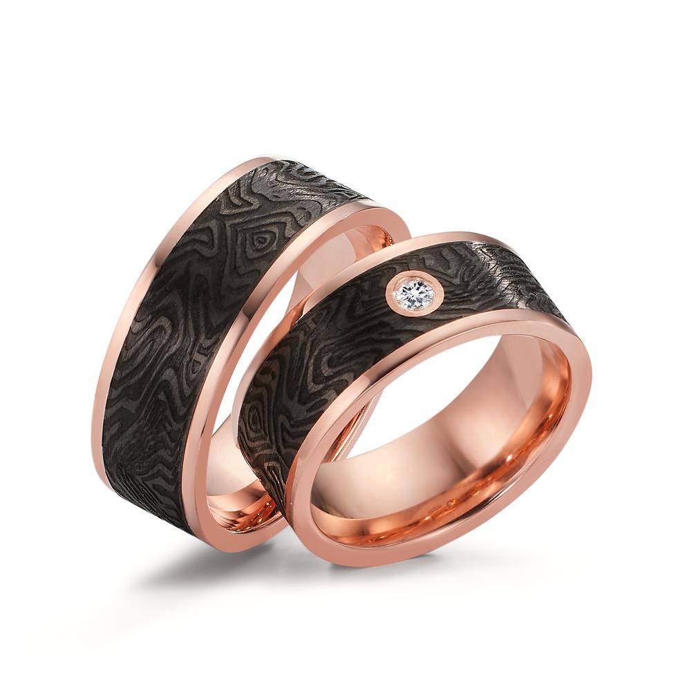 Partnerring 750/18 K Rotgold, Carbon