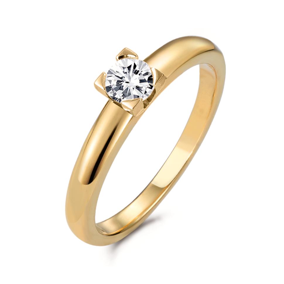 Bague solitaire Or jaune 18K Diamant 0.30 ct, w-si