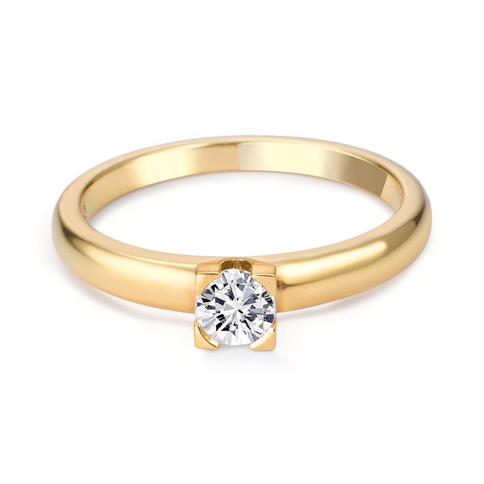 Bague solitaire Or jaune 18K Diamant 0.30 ct, w-si