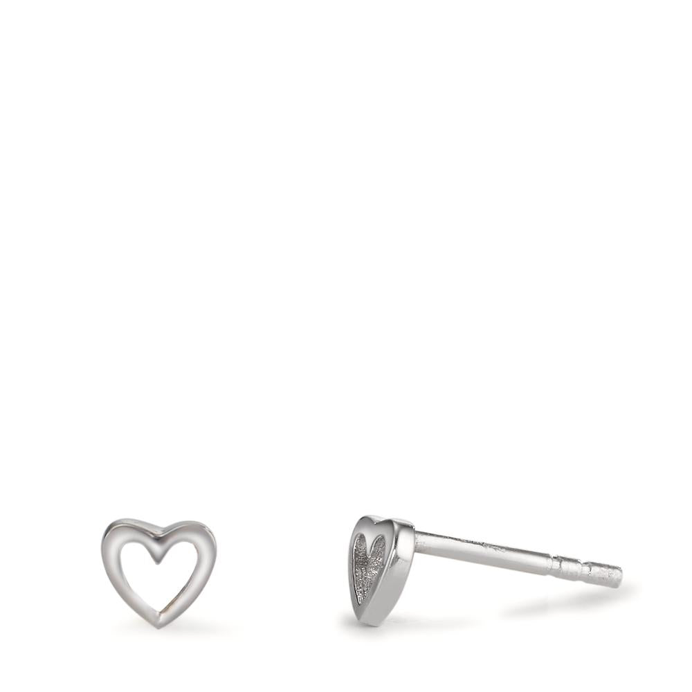 Clous d'oreilles Argent Rhodié Coeur Ø5.5 mm