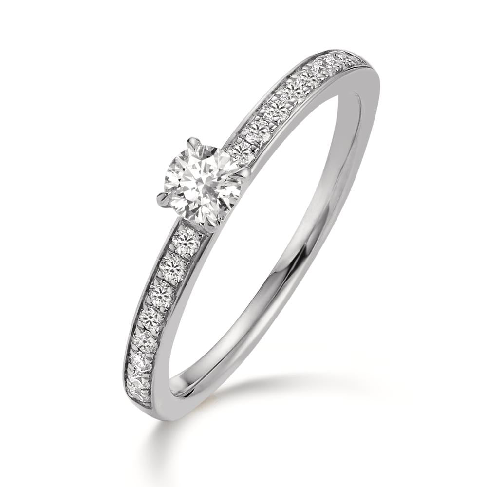 Bague solitaire Platine 950 Diamant 0.34 ct, 17 Pierres, w-si