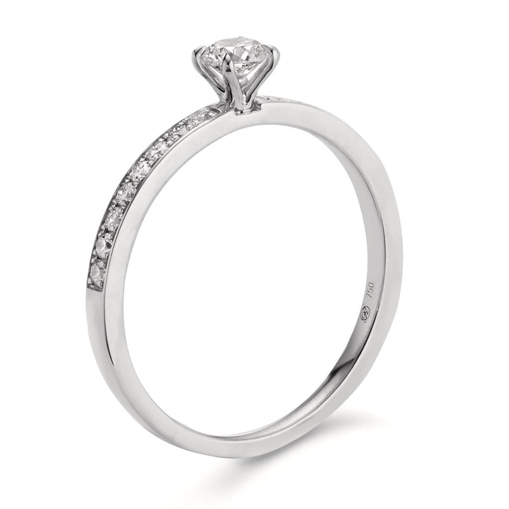 Bague solitaire Platine 950 Diamant 0.34 ct, 17 Pierres, w-si