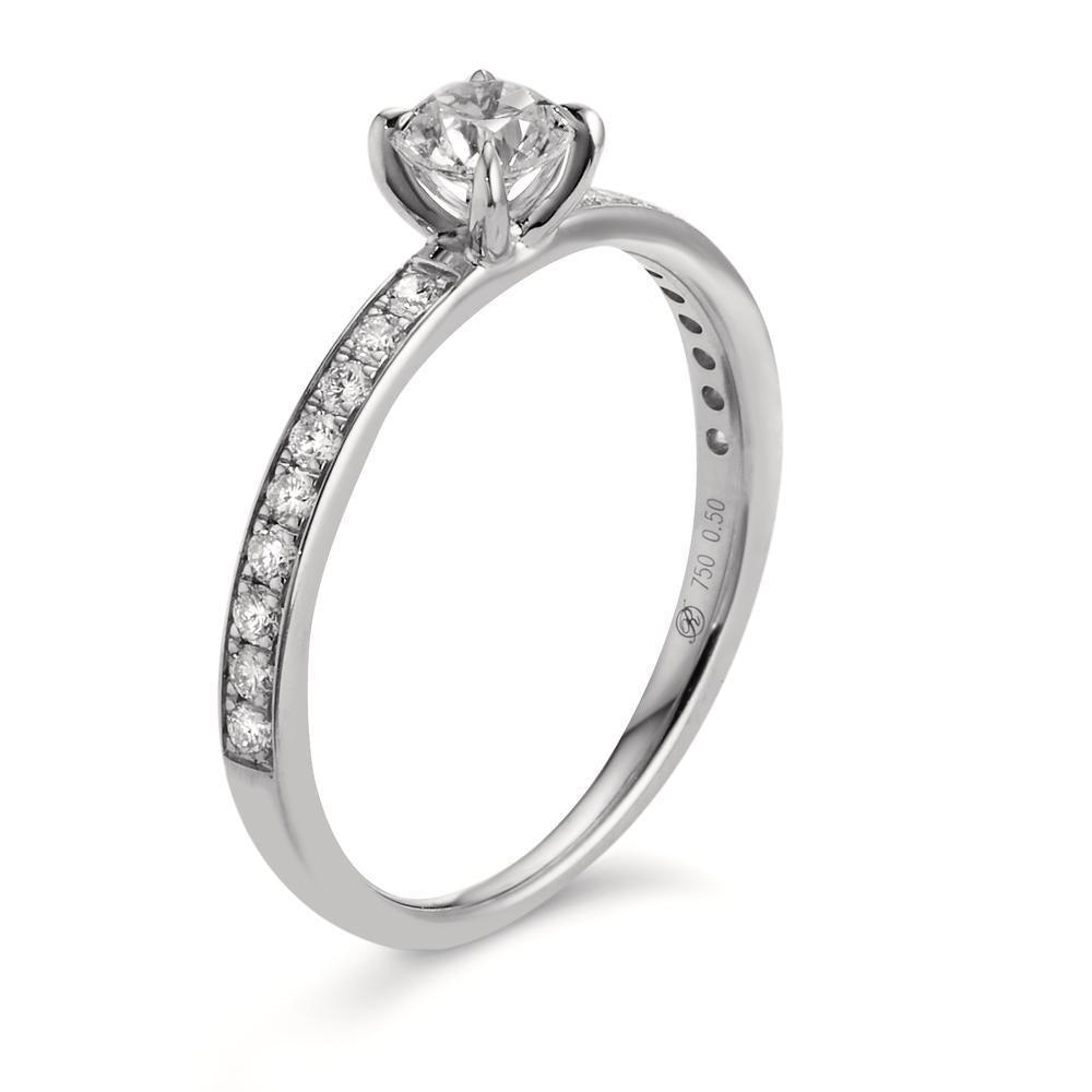 Bague solitaire Platine 950 Diamant 0.50 ct, 19 Pierres, w-si