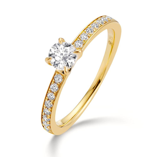 Bague solitaire Or jaune 18K Diamant 0.50 ct, 19 Pierres, w-si