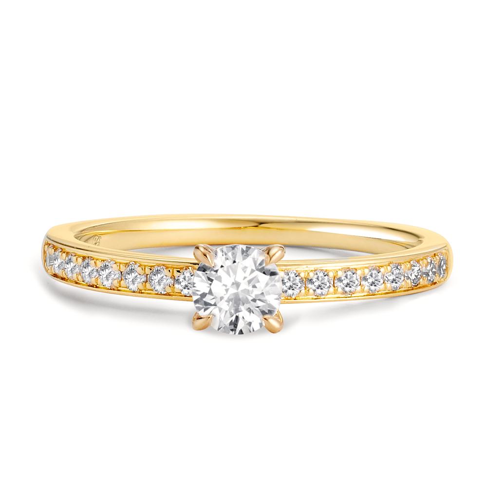 Bague solitaire Or jaune 18K Diamant 0.50 ct, 19 Pierres, w-si