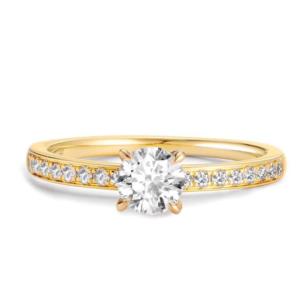 Bague solitaire Or jaune 18K Diamant 0.65 ct, 19 Pierres, w-si