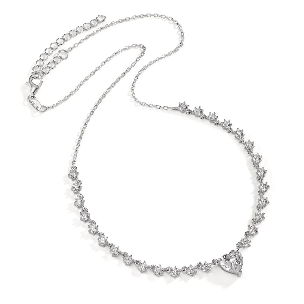 Collana Argento Zirconia rodiato Cuore 36-41 cm