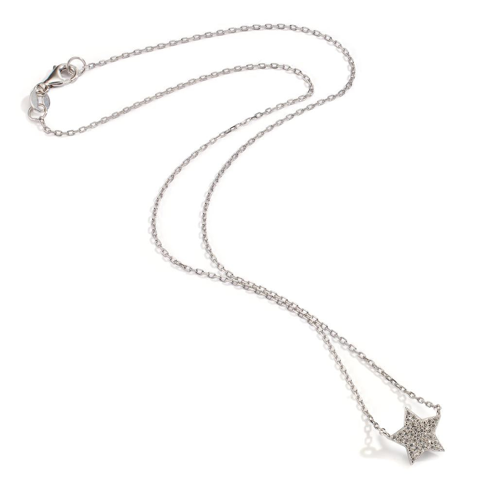 Collier Argent Zircone Rhodié Étoile 36-41 cm