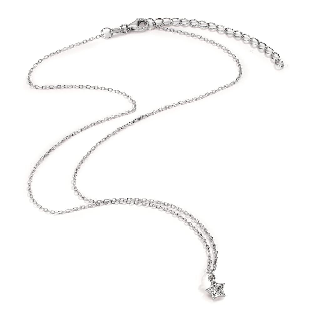 Collana Argento Zirconia rodiato Stella 39-44 cm