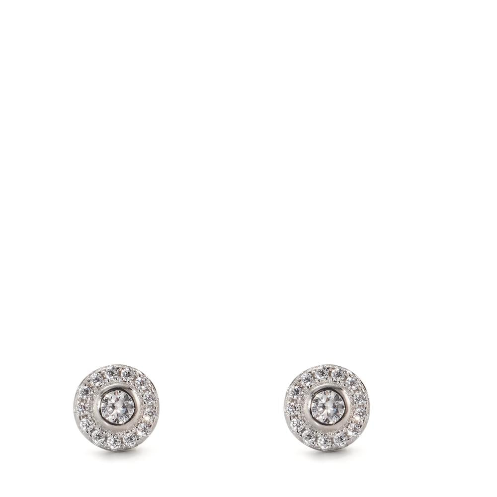 Clous d'oreilles Argent Zircone Rhodié Ø6 mm