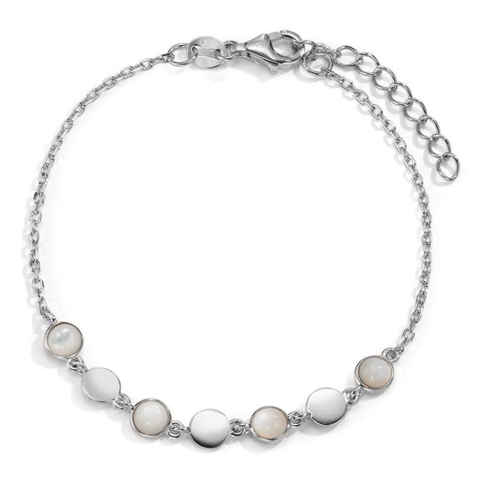 Bracelet Argent Rhodié nacre 16-19 cm