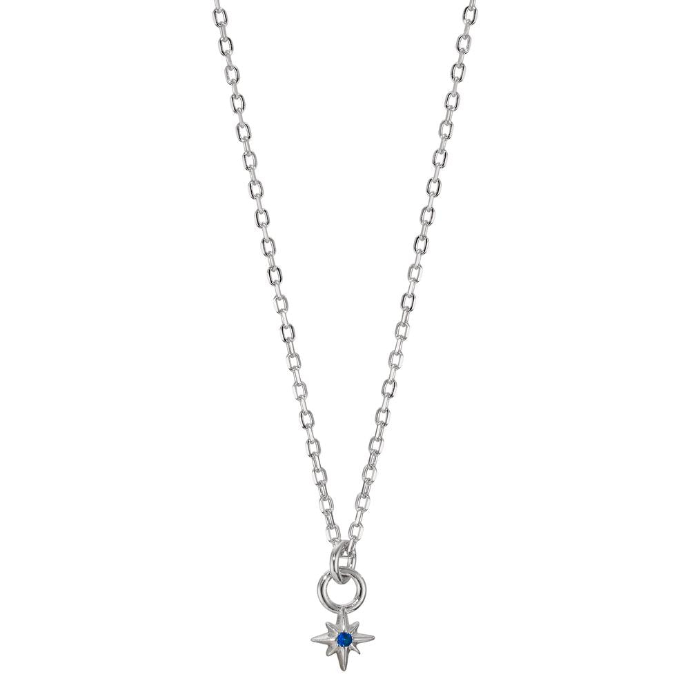 Collier Argent Zircone bleu Rhodié Étoile 36-41 cm