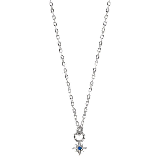 Collier Silber Zirkonia blau rhodiniert Stern verstellbar