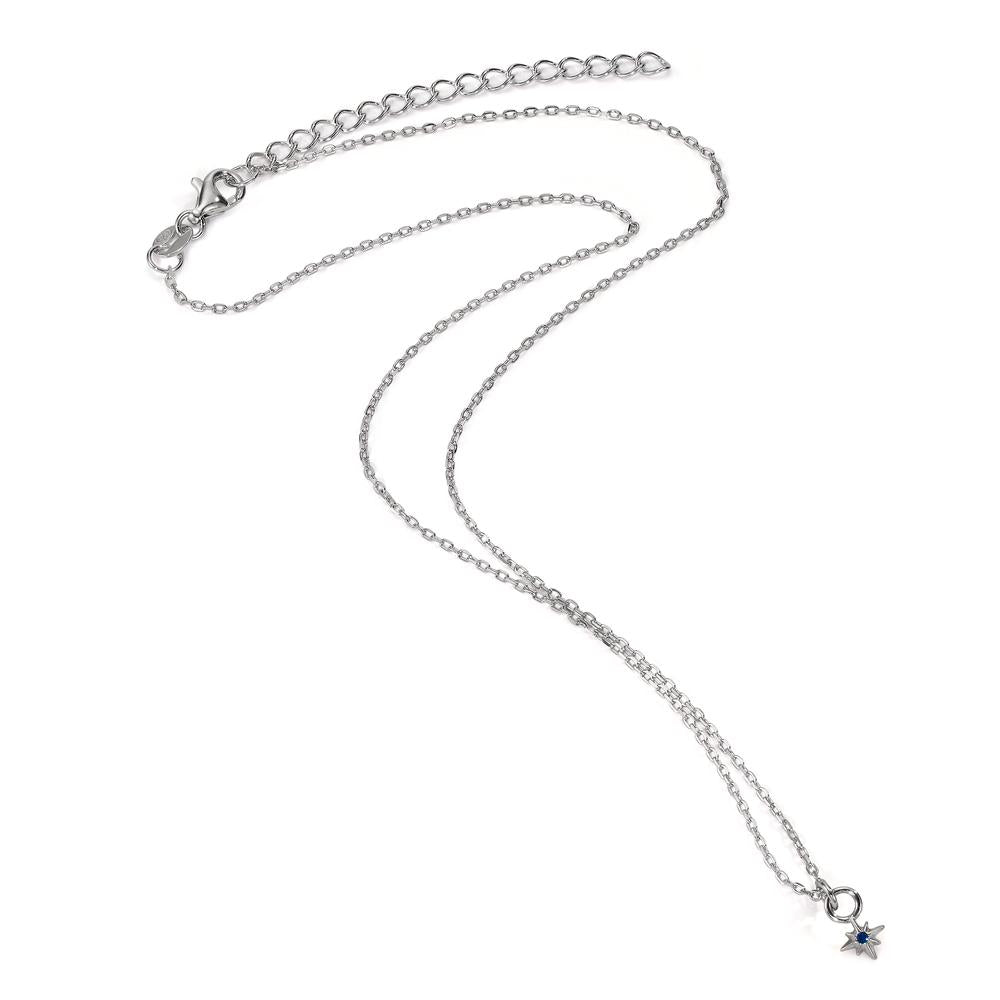 Collier Argent Zircone bleu Rhodié Étoile 36-41 cm