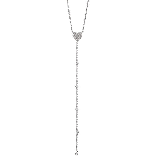 Collana Argento Zirconia rodiato Cuore 41-46 cm