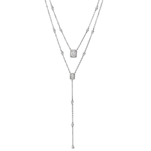 Collier Argent Zircone Rhodié 39-44 cm