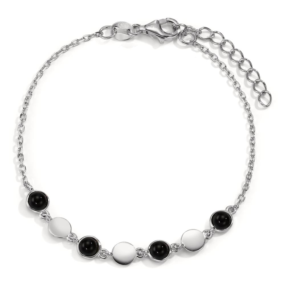 Armband Silber Onyx 4 Steine rhodiniert verstellbar