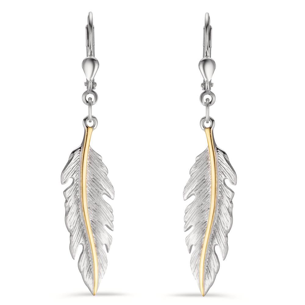 Pendant d'oreilles Argent jaune Rhodié Plume