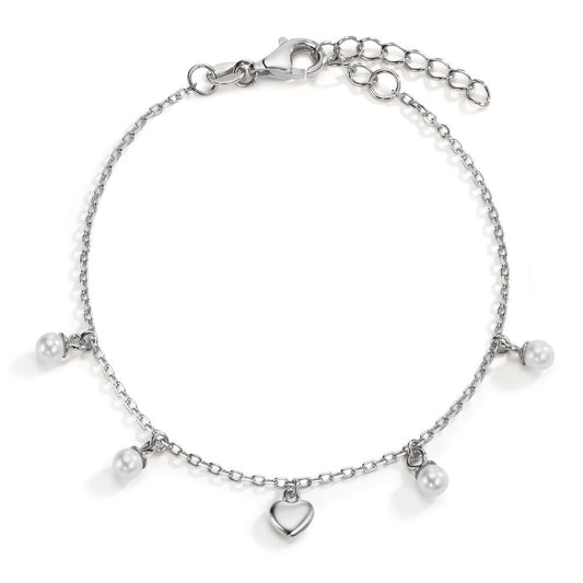 Bracelet Argent Rhodié Coeur 16-19 cm