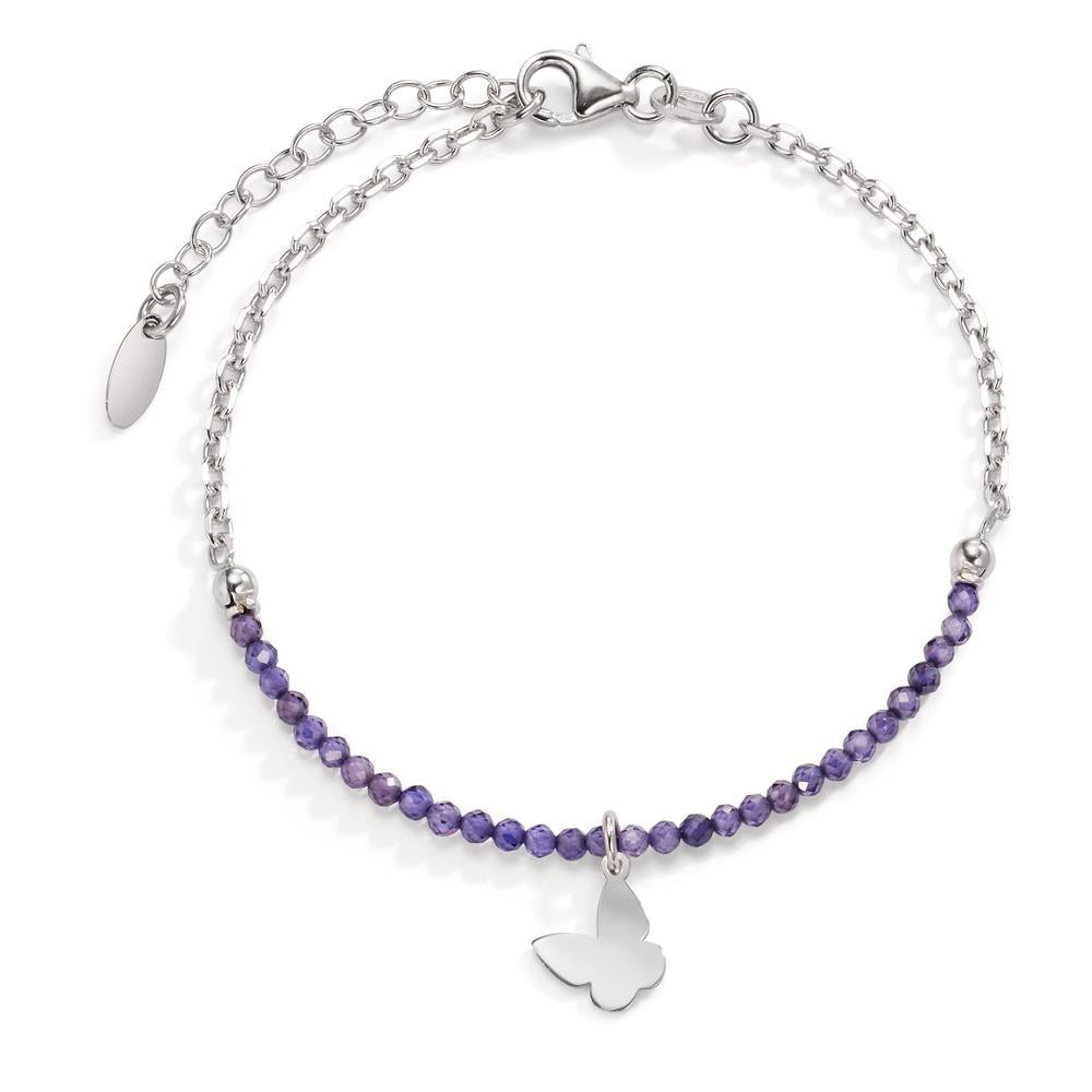 Armband Silber Kristall violett rhodiniert Schmetterling verstellbar