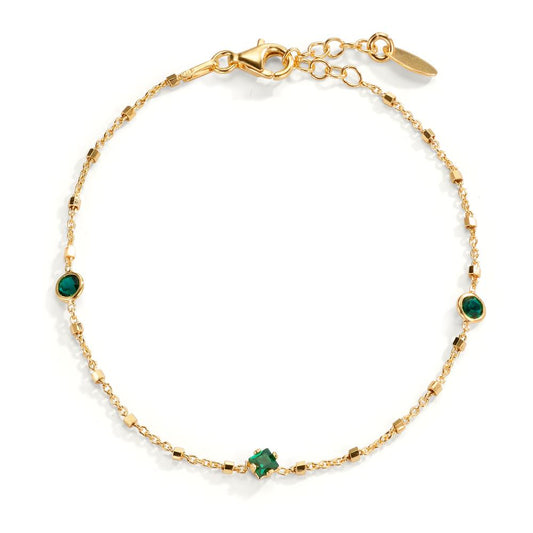 Bracciale Argento Zirconia verde, 3 pietra giallo dorato 17.5-19.5 cm