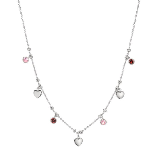 Collana Argento Zirconia 4 pietra rodiato Cuore 40-45 cm