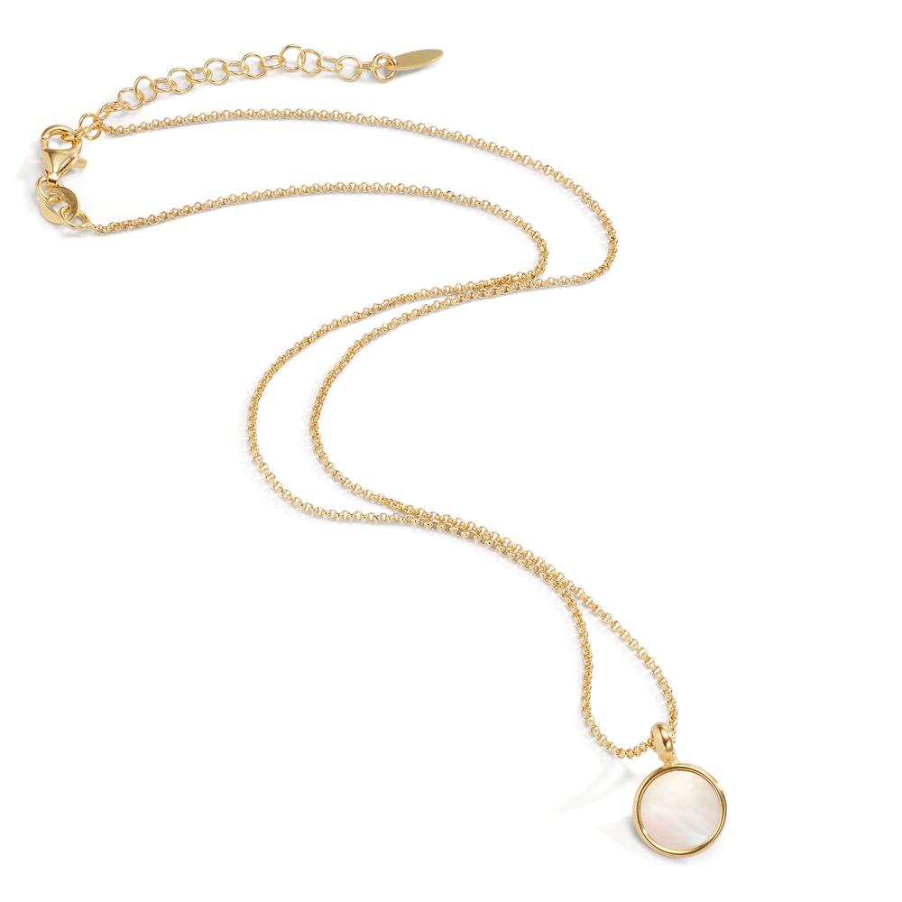 Collier Argent jaune Plaqué or nacre 40-45 cm