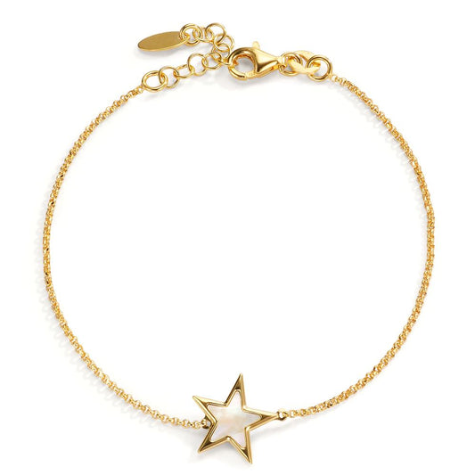 Bracciale Argento giallo dorato Madreperla Stella 17-19 cm